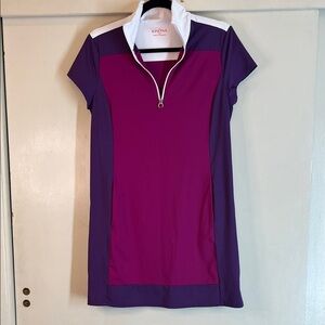 Kinona Women's Short Sleeve Purple, Burgundy & White tennis or golf dress Small